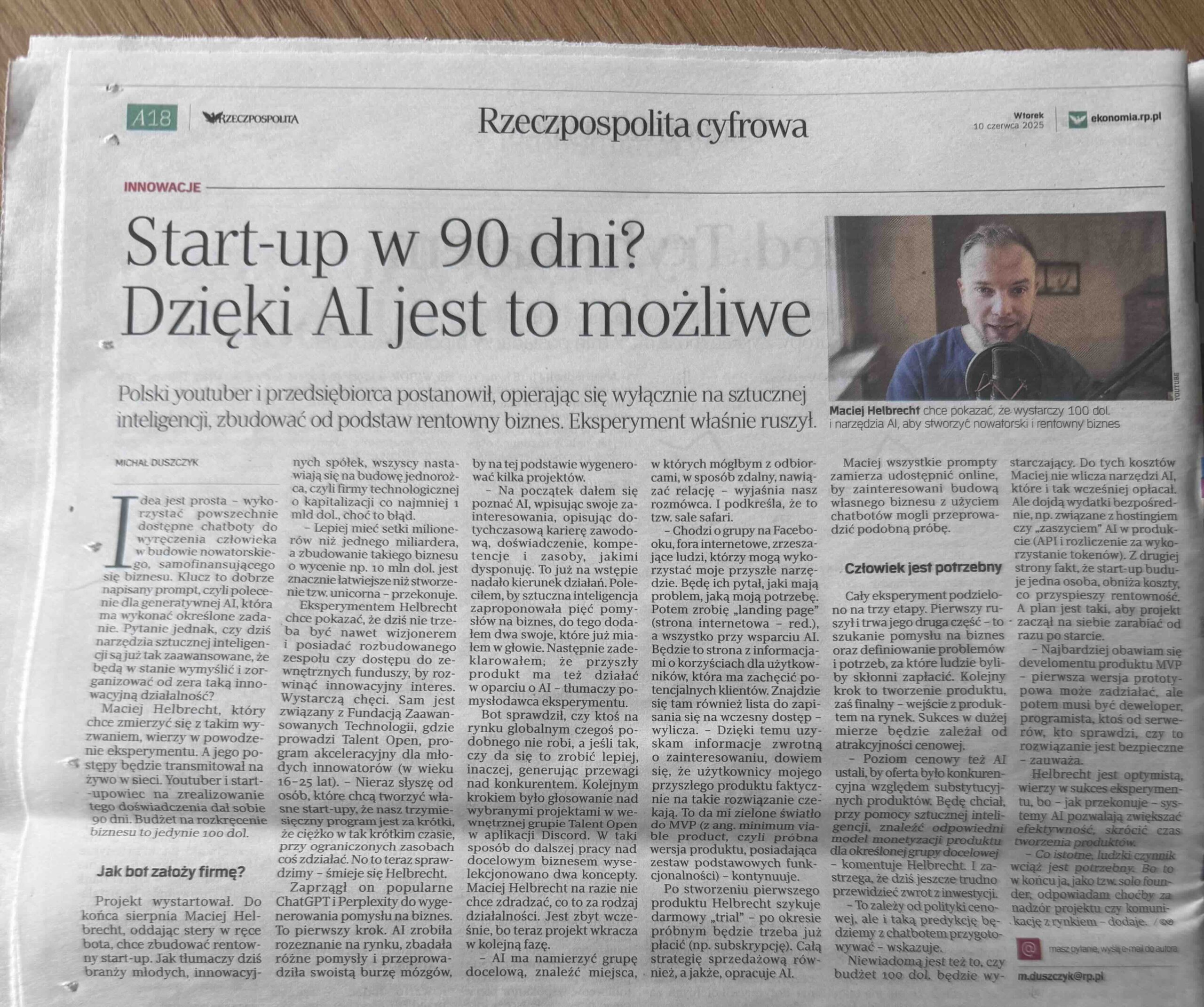 Artykuł w Rzeczpospolitej o AI